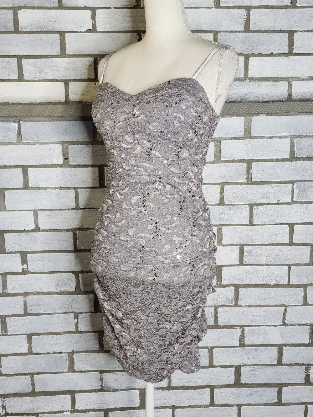 Love Reign Lace Mini Dress in Taupe